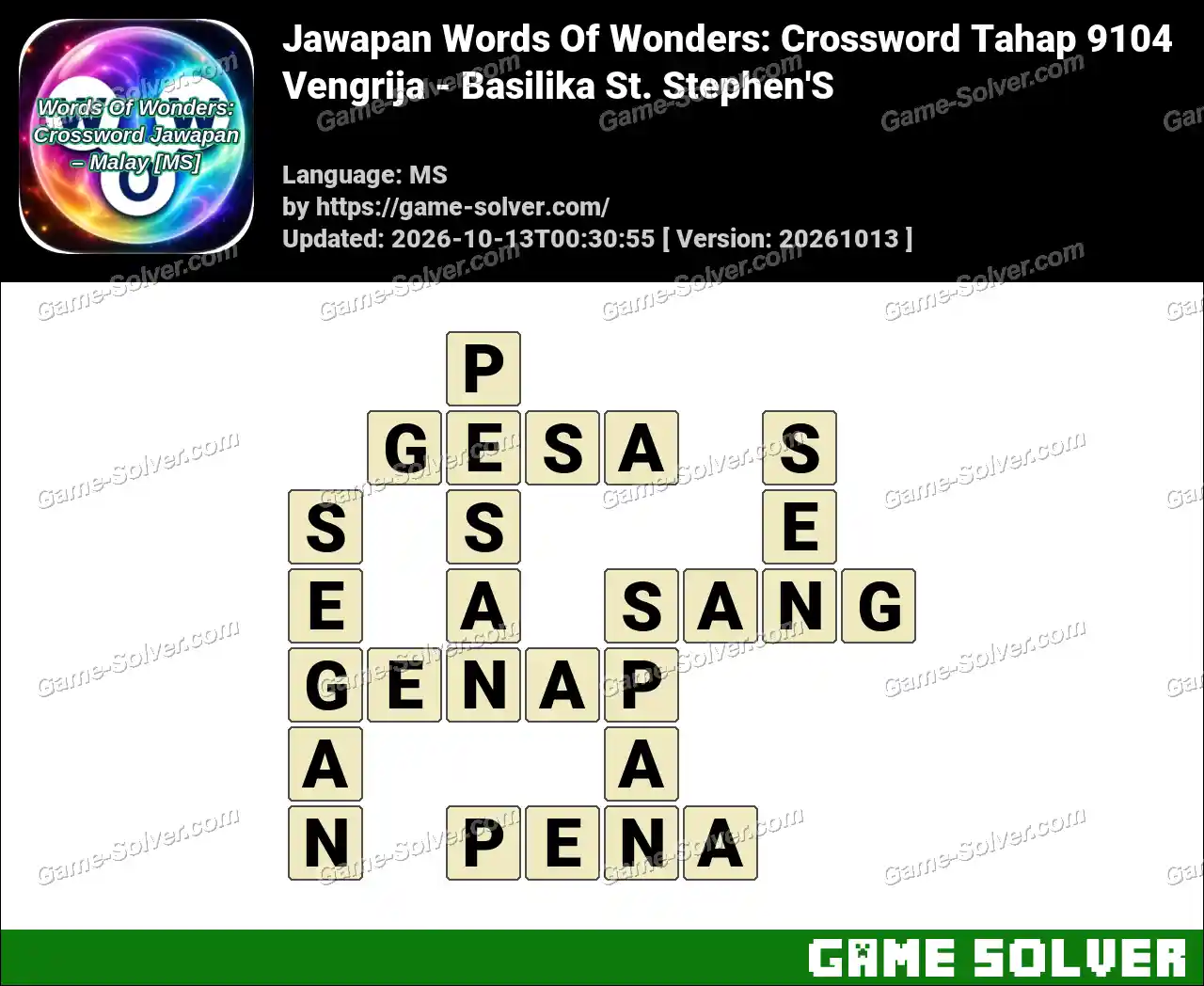 Jawapan Words Of Wonders: Crossword Tahap 9104 – Vengrija – Basilika St. Stephen’S